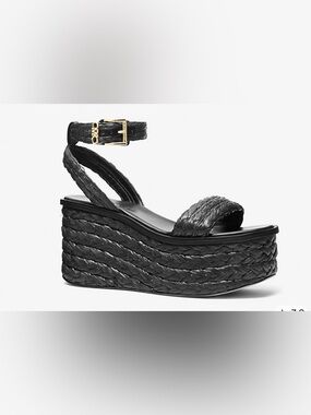 Michael Kors Sandra Platform Sandals Black Size 8.5 Braided